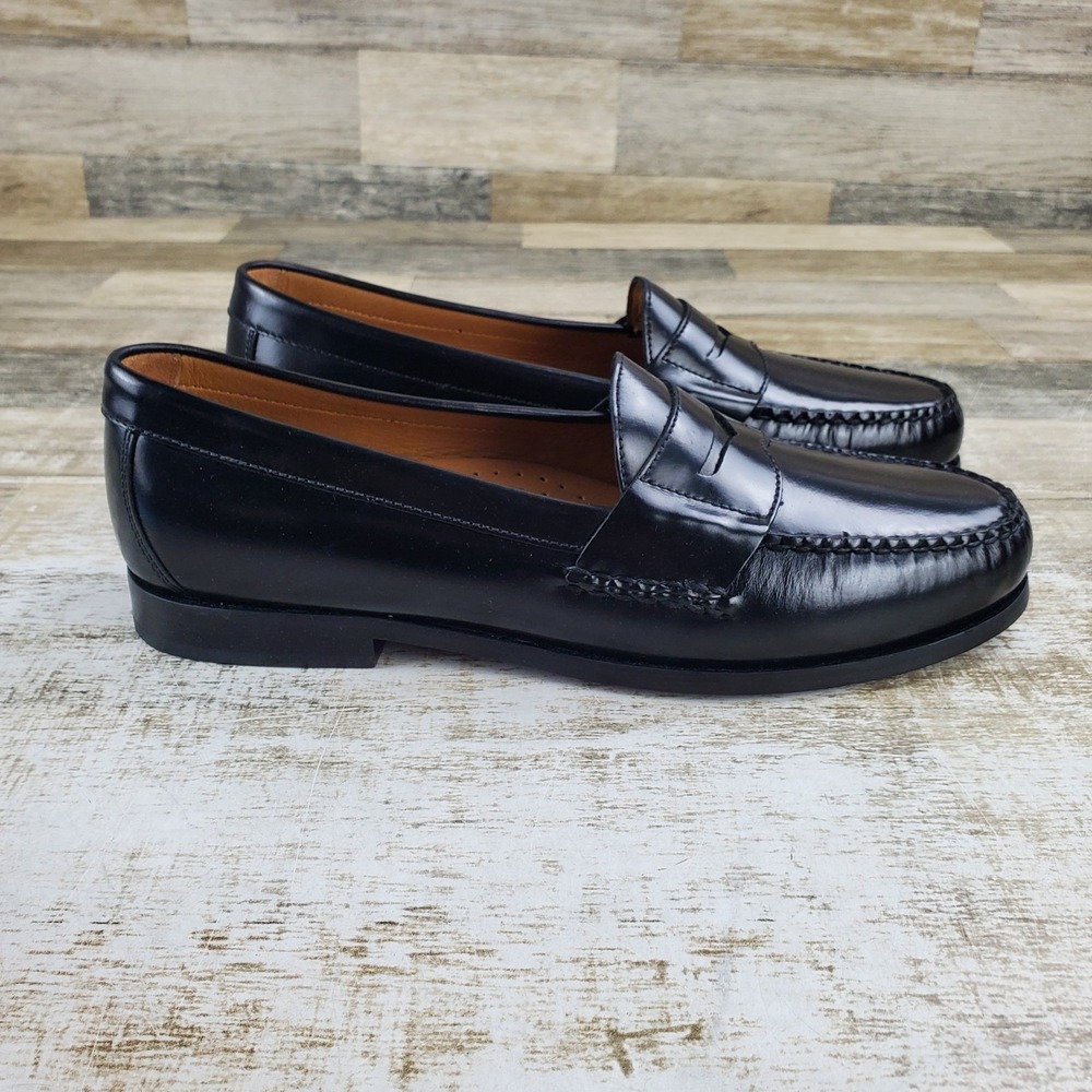 Johnston & Murphy Hayes Mens Penny Loafer Shoes Sz 12 M Black Leather Comfort